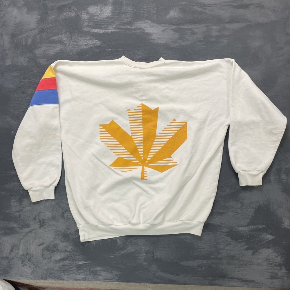 vintage Seoul Olympics sweatshirt mens xl white 1980s henley canada cbc - Picture 2 of 15